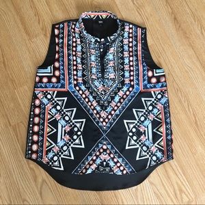 Mossimo | Aztec design sleeveless button-up blouse